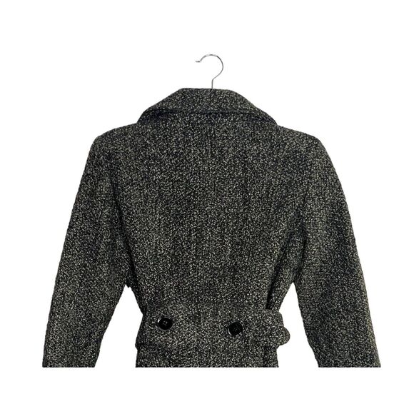ZARA Wool Blend Long Sleeve Collard Belted Button Up Coat Jacket  M Grey Black - Picture 9 of 15